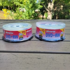 2 Memorex DVD+RW 25 Pack - Red and Black
